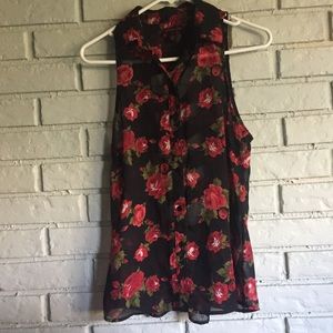 Rose floral button up